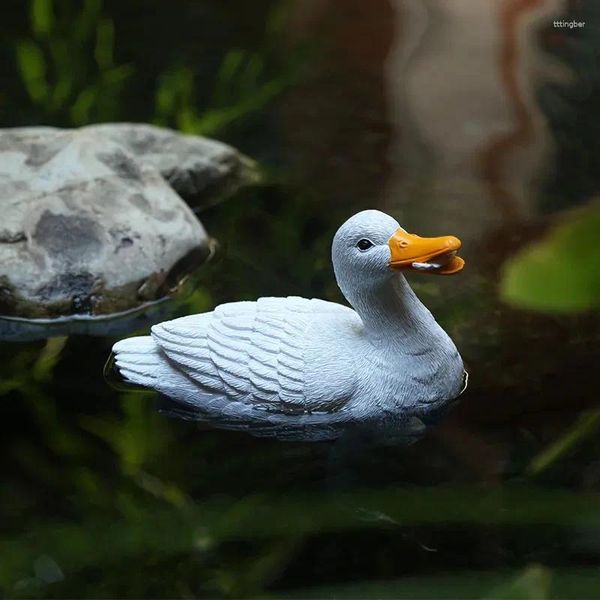 Décorations de jardin Statue de canard flottante réaliste pour la maison Pool Pool Aquarium Lawn Ornements Figures d'animaux Art d'arrière-cour