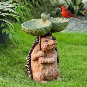Décorations de jardin Résine Mangeoire à oiseaux Ornement Décoration Imiter Sculpture Bois Statues exquises et pelouse