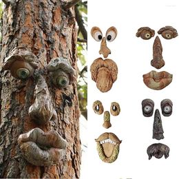 Decoraciones de jardín Cara de resina Corteza de árbol Fantasma Características faciales Decoración Divertido Anciano Hugger Arte Escultura al aire libre