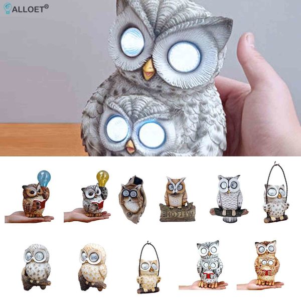 Décorations de jardin Résine Simulation Animal Sculpture Art Artisanat LED Solaire Owl Sculptures Ornements De Bureau pour Yard 230727