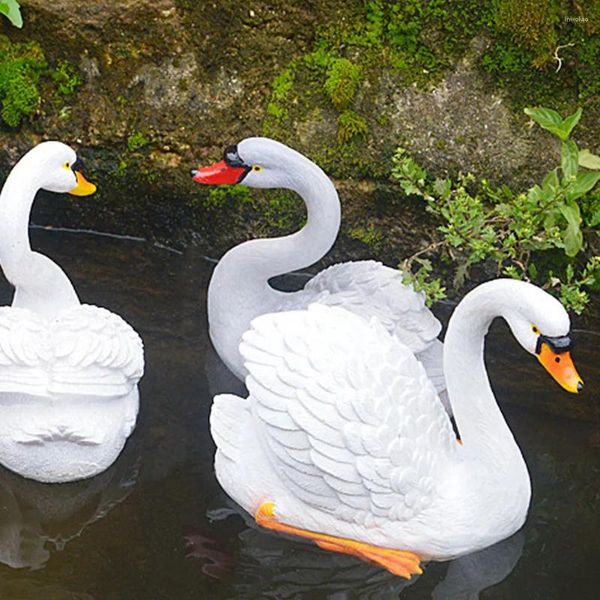 Décorations de jardin Simulation de résine flottante White Swan Figurine Ornement pour la décoration de jardinage de paysage