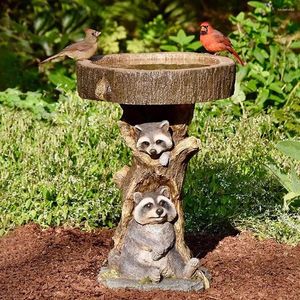 Tuindecoratie Retro Hars Wasbeer Vogelbad Polyresin Zonnebloem Vogelbad Voeder Dier Antiek Tuin Decor Buiten Binnen Ornamenten