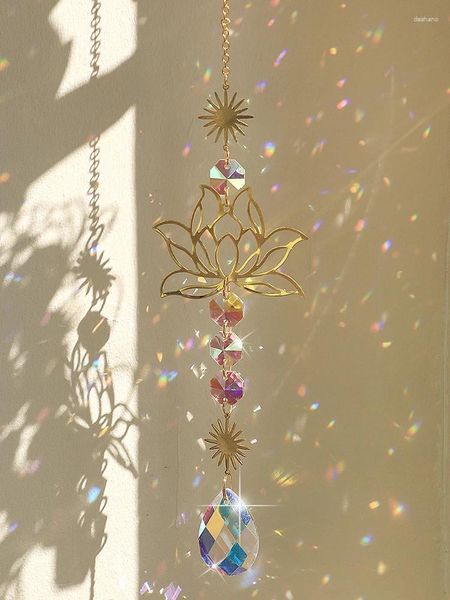 Décorations de jardin Grame Rose Crystal Suncatcher Sun Catcher suspendu Chakra Prisma Verre arc-en-ciel Pendant Art Home Decor