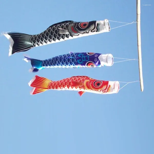 Decoraciones de jardín Satén Carpa japonesa Windsock Wind Streamer Koi Nobori Pez vela Bandera de pez para patio al aire libre Decoración del día de los niños