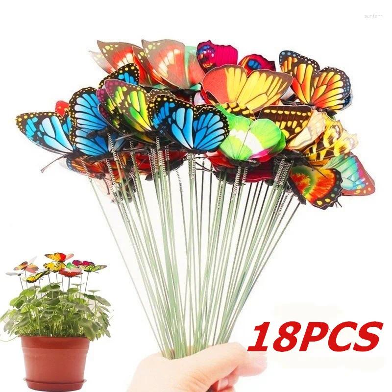 Décorations de jardin Ensemble de 18 pcs artificielle papillon cour planteur coloré fantaisiste piquets décoration décor extérieur