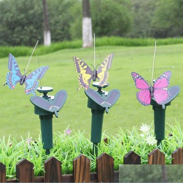 Decoraciones de jardín Simation Butterfly Colibrí solar para la fiesta de vacaciones Decoración de jardín Artes y artesanías al aire libre Adorno Good Q Dh63A