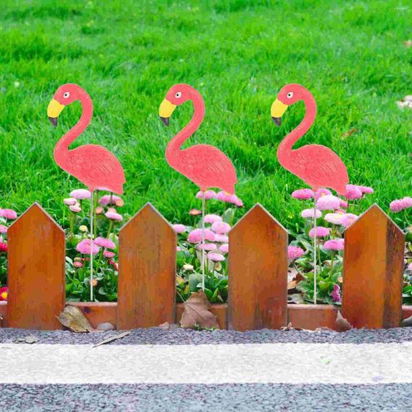 Décorations de jardin simulées flamants en résine Ornement décor de fleur pot pelouse en fer intérieure plante pots