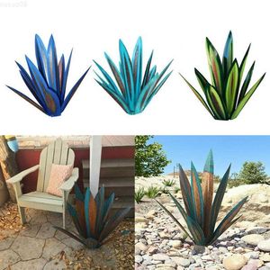 Décorations de jardin Simulation Art Agave Plante Ornements DIY Sculpture en Métal Rustique pour Patio Extérieur Cour Jardin Décoration Piquets Pelouse Statue L230714