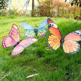 Decoraciones de jardín Mariposas de simulación con poste Jardinería Parque de yak Artesanía al aire libre en palo Atracciones turísticas Artesanías decorativas de 30 cm