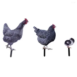 Décorations de jardin Simulation de poulet gazon artificiel 3 pièces décor acrylique piquets miniature hérisson ornement