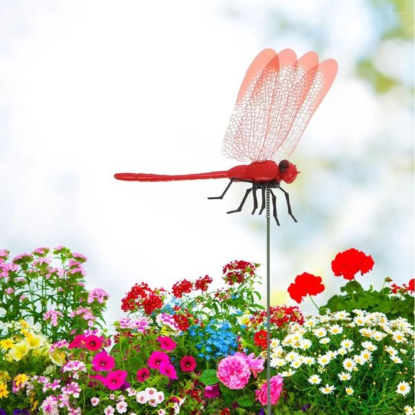 Décorations de jardin Simulation Clif de libellule Disages réalistes Statues extérieures pour les insectes décor extérieur Sculpture de charme