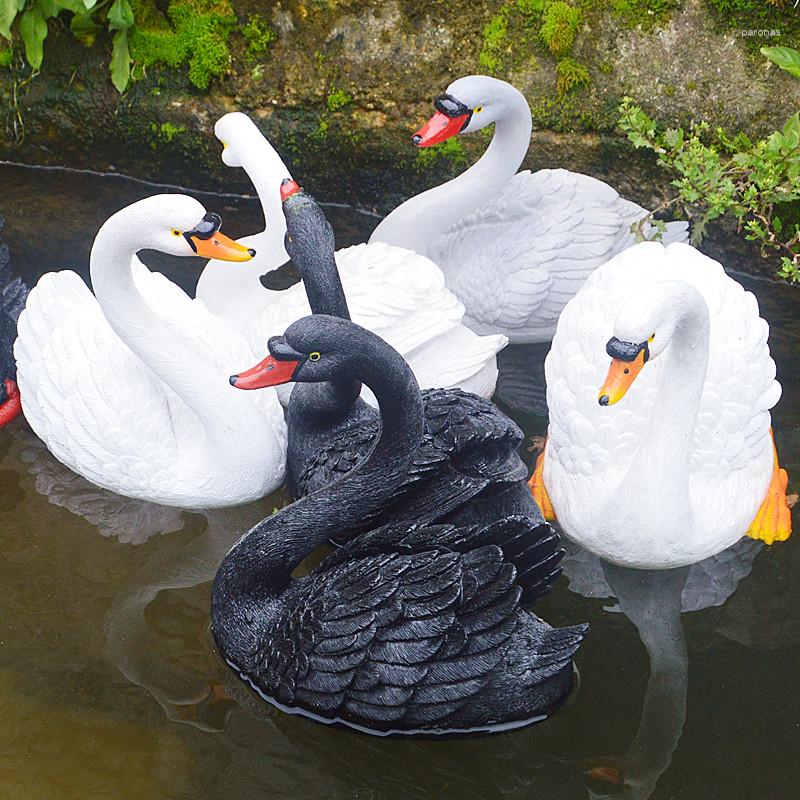 Garden Decorations Simulation Floating Water Swan Resin Furnishing Rockery Fountain Pool Sculpture Crafts Outdoor Park Figurines Decoration