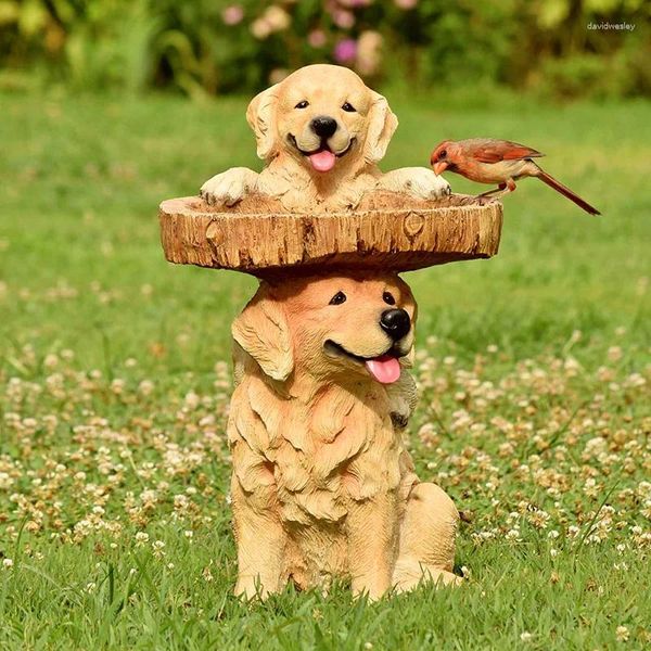 Decoraciones de jardín Animales pequeños Alimentador de pájaros de resina Bañera de colibrí Adornos decorativos al aire libre Escultura Artesanía