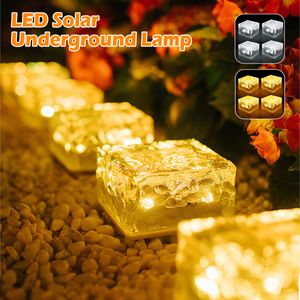 Decorazioni da giardino Solar Brick Light IP65 Lampada da terra impermeabile Ghiaccio Decorativo LED Finitrice Paesaggio Percorso per cortile 230717