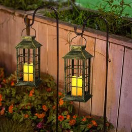 Tuindecoraties Solar Candle Lamp Decoration Light LED Outdoor Twinkle Lantern Waterdicht Hangend 230717