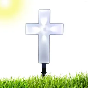 Tuindecoraties Solar Cross Stake Outdoor Lights LED Waterdichte Lamp Voor Begraafplaats Auto Aan Uit Holloween Party Verlichting Decors