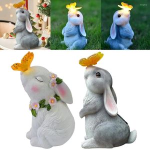 Décorations de jardin Decorative Solar Light Imperproof Rabbits Sculptures Resin Cartoon For Outdoor Decor