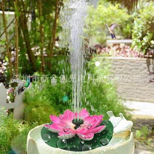 Décorations de jardin Fountain Solar Floating Aquascape Outdoor Water Feature Pond Lotus Leaf Flower Combination