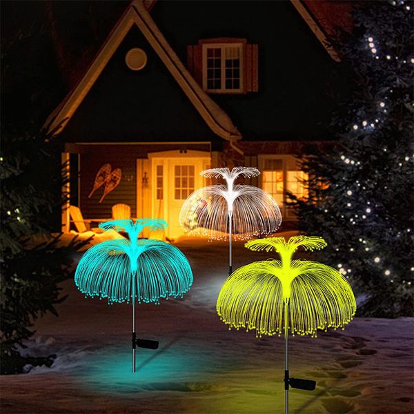 Decoraciones de jardín Luces de medusas solares Iluminación exterior de doble capa Lámpara de camino de césped Luz de paisaje 7 Cambio de color Decoración de patio 230727