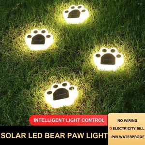 Decoraciones de jardín Luz LED solar Lámpara de oso Decoración impermeable al aire libre Paisaje Atmósfera Luces enterradas