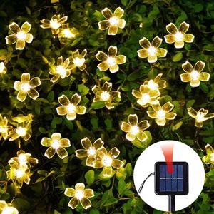 Tuindecoraties Solar Light Led Flower Lighting Fairy String Lights Outdoor Christmas Chain Lamp Blossom Festoon Party Home Decoration 230609