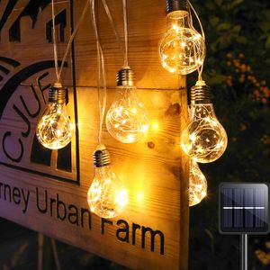 Décorations de jardin Lampes solaires d'extérieur 10 20 ampoules Fil de cuivre Chaîne suspendue Boule ronde transparente LED 230731