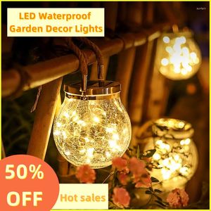 Garden Decoraties Zonnee Lichten Outdoor Hanging Lantern Crackle Glass Ball 20Led waterdichte decor voor tuin/patio/gazon/vakantie