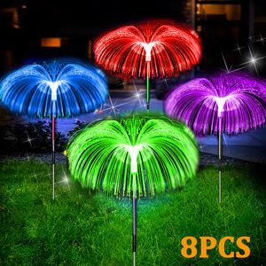 Garden Decorations Solar Lights Outdoor Waterproof Fiber Optic Jellyfish Lawn Patio Villa Yard Decor 230609