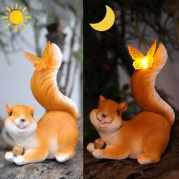 Garden Decorations Solar Outdoor Cute Squirrel Lights Decor Lawn Landscape 230422