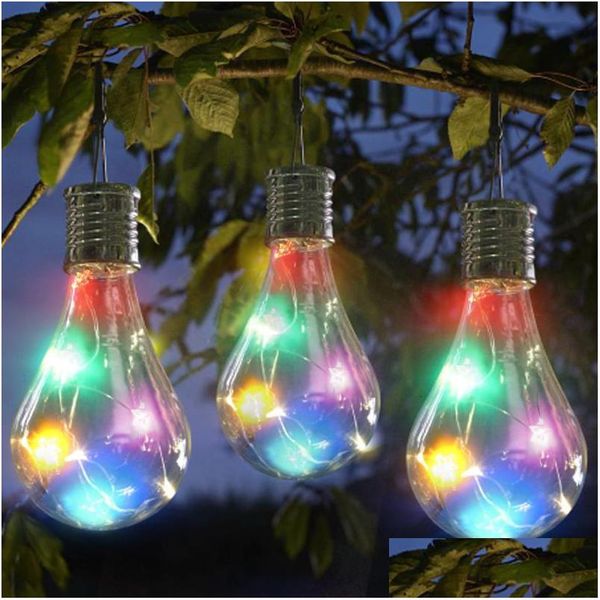 Décorations de jardin Panneaux solaires LED 1.2V Lumière étanche BB Lampe extérieure rotative Cam Étoiles suspendues Decora Dhjjz