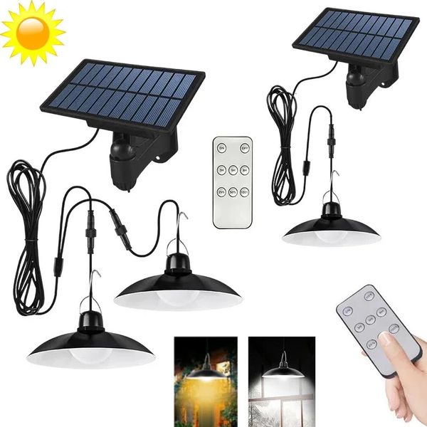 Décorations de jardin Lampe à suspension solaire IP65 LED étanche Lampe à énergie solaire avec lustre télécommandé Camping Lampes suspendues de jardin en plein air 231023