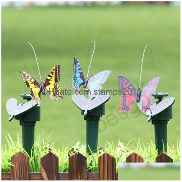 Décorations de jardin Énergie solaire Danse Mouches Papillons Flottant Vibration Mouche Colibri Oiseaux Volants Cour Jouets Drôles Dbc Bh292 Dhbjk