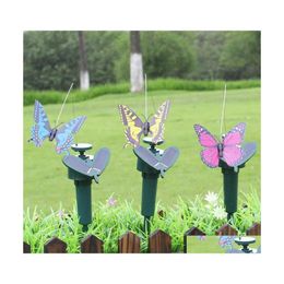 Décorations de jardin Énergie solaire Danse Papillons volants Beautif Creative Fluttering Vibration Fly Colibri Oiseaux Yard Decoratio Dhha0