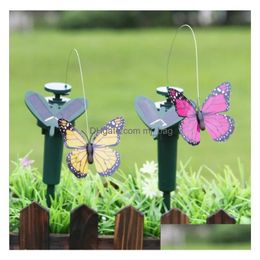 Décorations de jardin Énergie solaire dansant papillons rotatifs flottant vibrations mouche colibri oiseaux volants décoration de cour drôle à Dhfg7