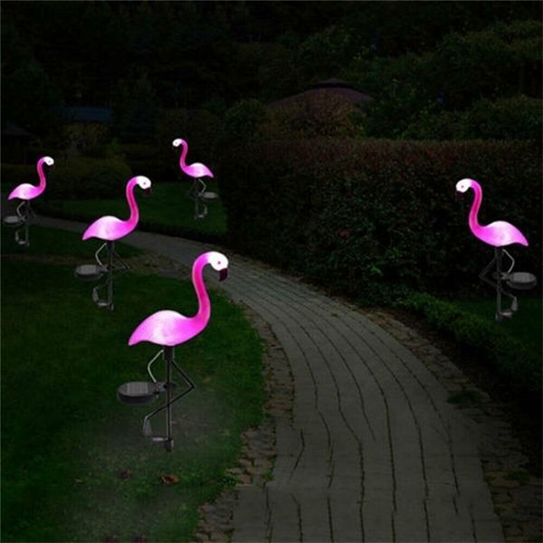 Décorations de jardin énergie solaire lumière belle rose flamant rose pelouse décor pieu paysage lampe éclairage extérieur 220930