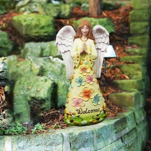 Décorations de jardin Statue d'ange à énergie solaire avec lumières LED Figurine Ornement d'art de cour