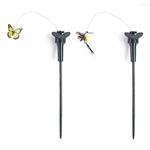 Tuindecoraties Zonne -aangedreven kunstmatige vliegende vlinder Butmingbird Lawn Stake Yard Art Wedding Decoratie ornament