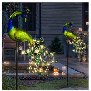 Décorations de jardin Solaire LED Pelouse Lumière Paon Étanche Fée Décor Lampe Pour Pavillon Cour Paysage Lumières 230727