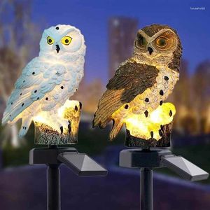 Decoraciones de jardín Luces LED con energía solar Búho Animal Pixie Lámparas de césped Adorno Lámpara impermeable Única al aire libre