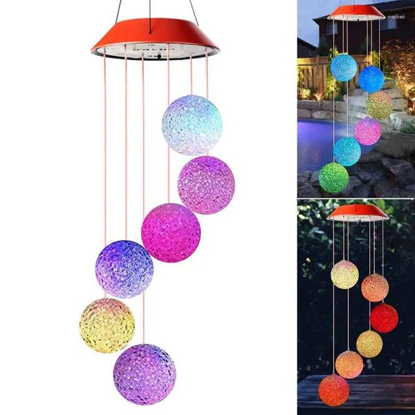 Decoraciones de jardín Solar Powered LED Wind Chime Portátil Color Cambio Espiral Spinner Windchime Casa Colgante al aire libre Windbell decorativo