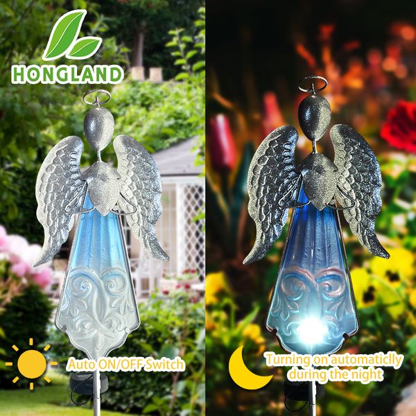 Décorations de jardin Solar Stake Lights Outdoor Angel Warm White LED Light Memorial Gift Guardian Souvenir 230822