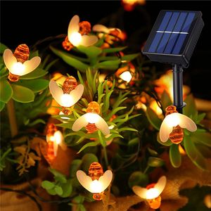 Décorations de jardin Guirlande lumineuse solaire 20 LED Abeille mignonne Lumière extérieure Mariage Maison Jardin Patio Fête Arbre de Noël Abeille étoilée Fée Décor Lampe 230617