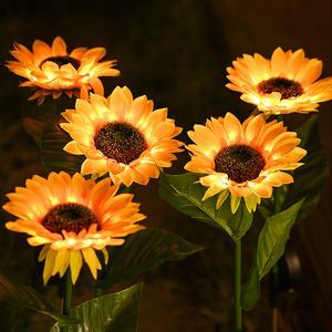 Décorations de jardin Tournesols solaires à l'extérieur de la lumière de la pelouse IP65 Étanche Fleurs Voie pour Patio Yard Décoration de vacances de mariage 230520