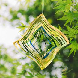 Décorations de jardin, miroir étoilé, carillons éoliens rotatifs suspendus, éloigne les oiseaux, décoration en spirale brillante pour cour, porche et jardin