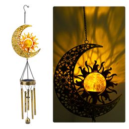 Tuin Decoraties Zon Maan LED Zonne-verlichting Power Wind Bell Lamp Chimes Fairy Light Cadeau Voor Kinderen Decoratie Outdoor Home Decor 230727