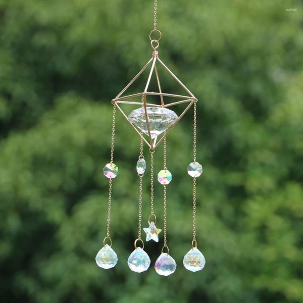 Décorations de jardin Suncatcher Crystal Wind Chimes Star Moon Sun Catchers à la main suspendus pendentif ornement fenêtre rideau décoration de la maison