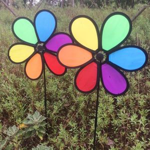Decoraciones de jardín Molino de viento de girasol Decoración colorida Spinners Flor portátil Molinetes de tela Juguete para niños para patio de césped al aire libre