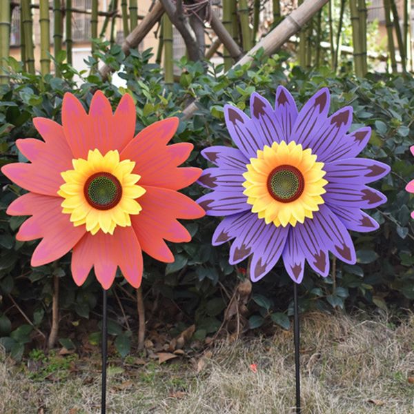 Décorations De Jardin Tournesol Moulin À Vent Grand Vent Sculptures Couleur Spinner Partie Décoration Ornements En Plein Air Camping Pique-Nique 230818