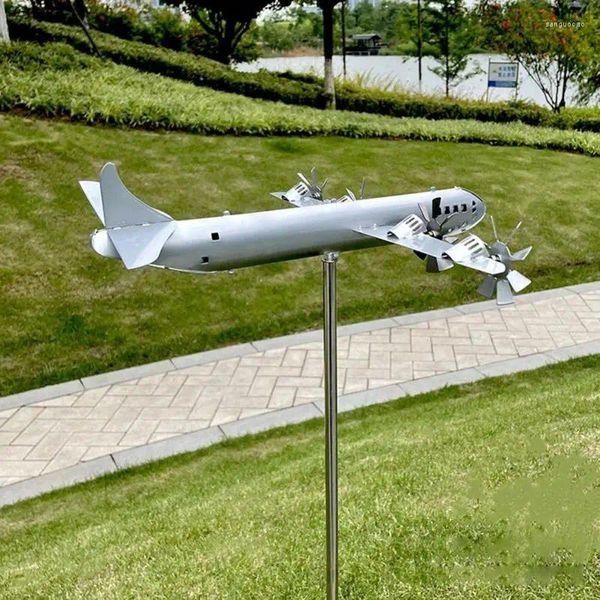 Decorações de jardim super fortaleza aeronaves moinho de vento metal girador decoração ao ar livre 3d legal escultura coletor arte decoração