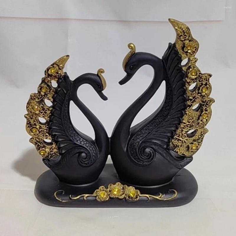 Decorações de jardim Estátua de Cisne Pequena Decoração Adorável Casal Gabinete Artesanato Resina Sintética Amantes Realistas